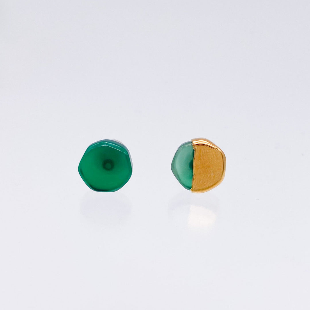 UKISHIMA GREEN AGATE EARRINGS-pierced earring-PREEK-unigem