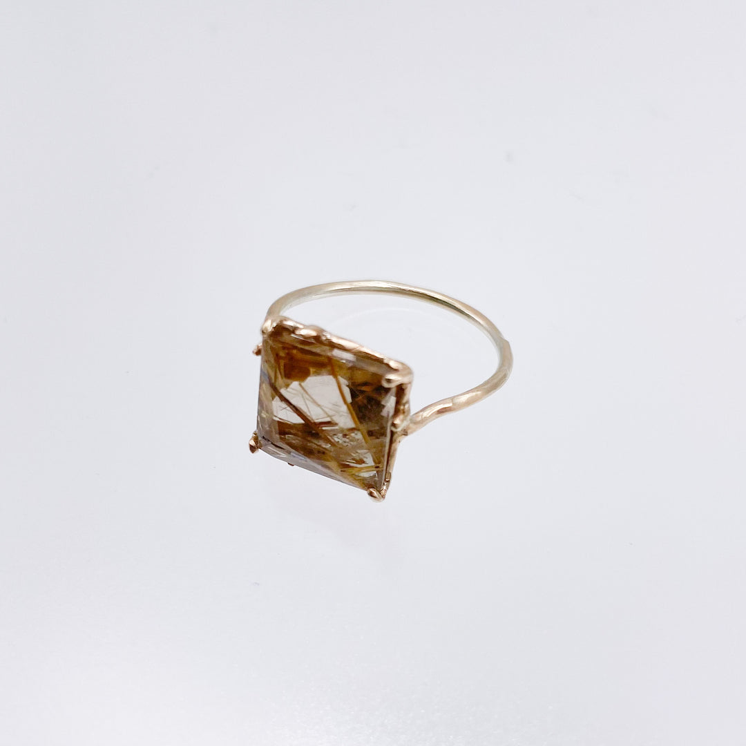 rutile quartz square ring (#11)