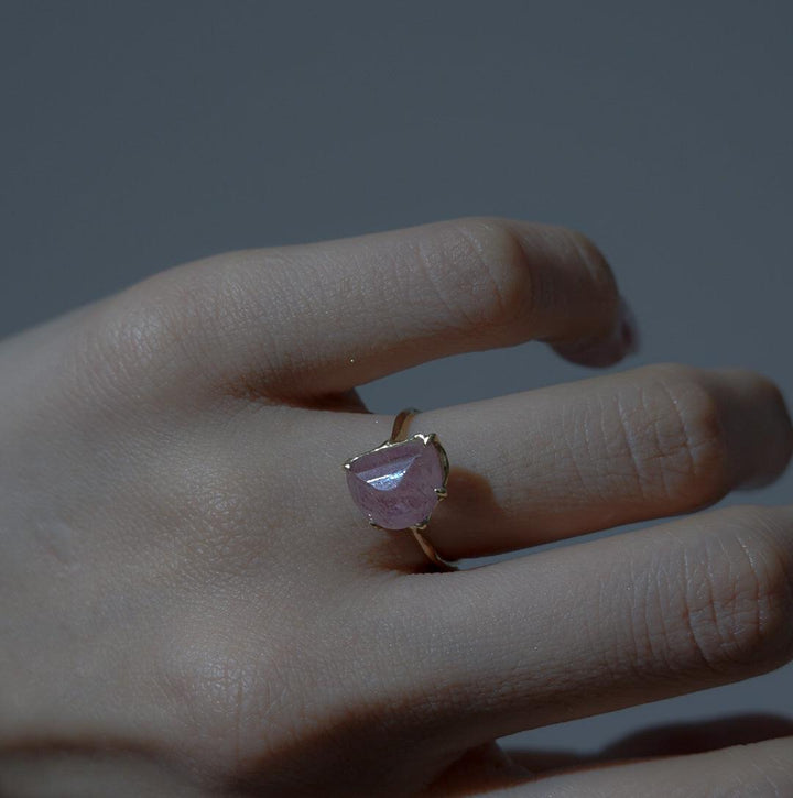 milky sapphire pink ring