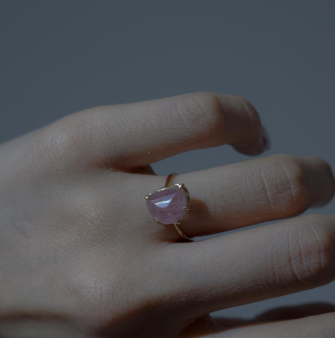 milky sapphire pink ring (#11)