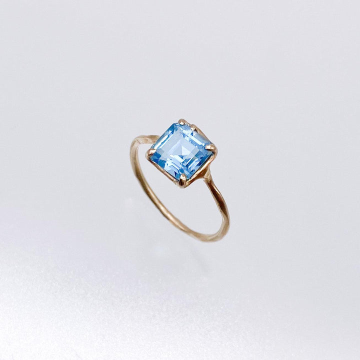 blue topaz square ring (#13)