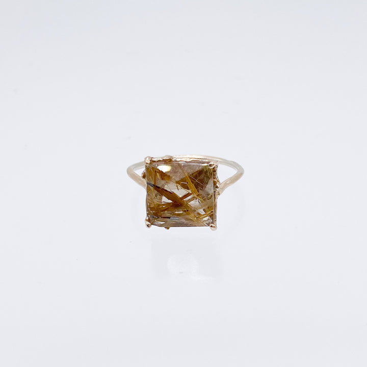 rutile quartz square ring (#11)