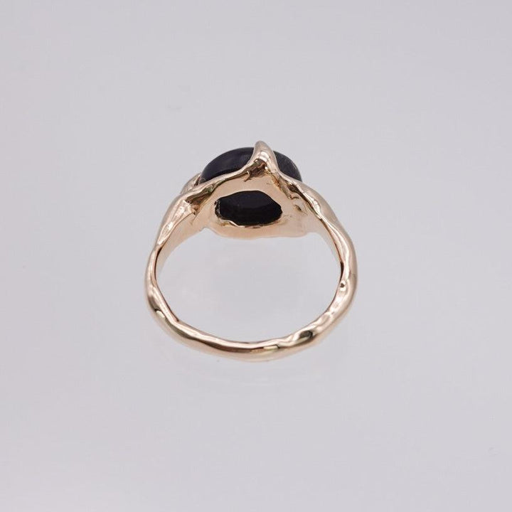 oval stone ring 10x8_copper obsidian