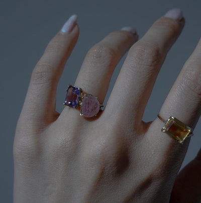 milky sapphire pink ring