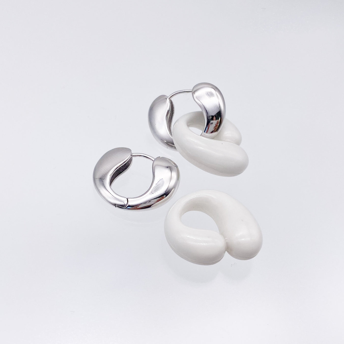 ceramic Succulent Earrings (Silver)