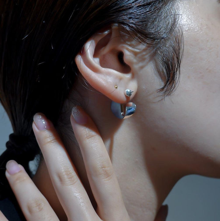 kifuku Oval Small Earrings-pierced earring-duoctria-unigem
