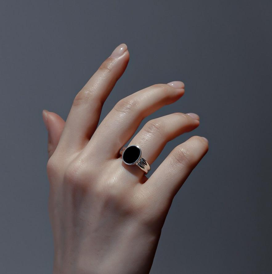 gagan onyx double silver925 ring 指輪